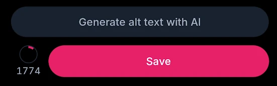 bluesky alt text entry screen, but above save button is a button saying "Generate alt text with AI"